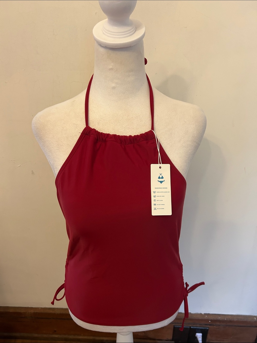 Beachsissi Halter Tank swimTop in Deep Red Size L NWT